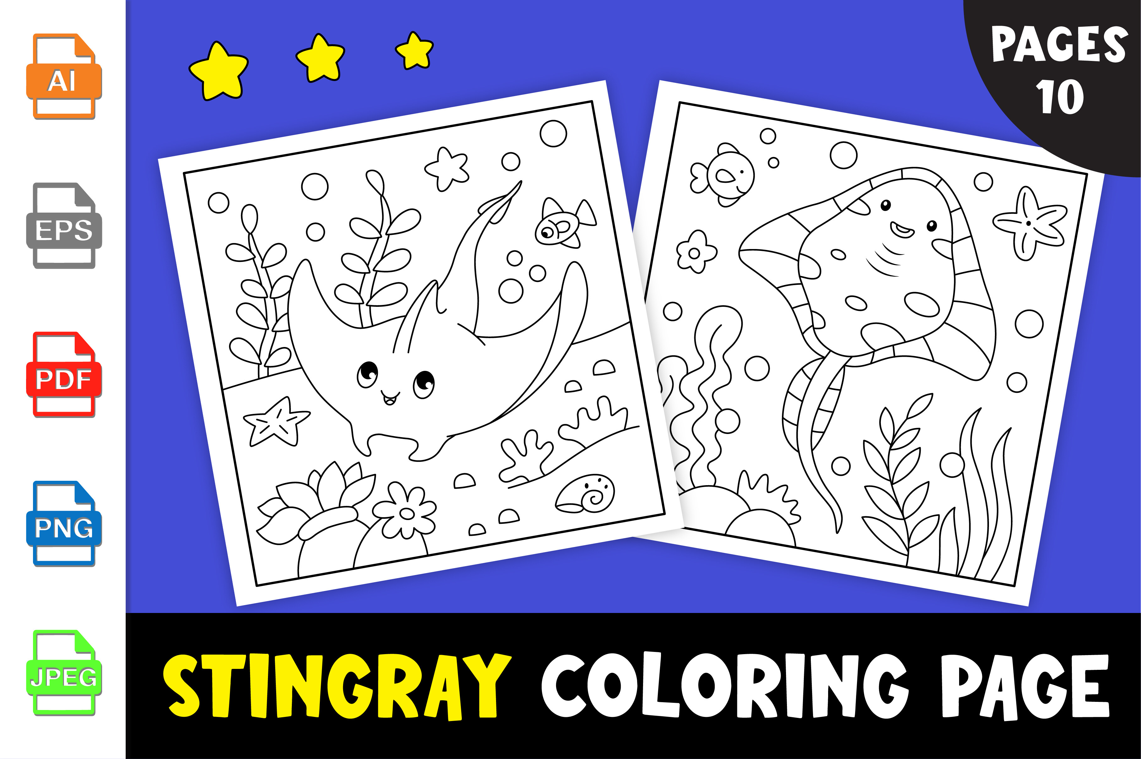 Stingray Coloring Page for Kids