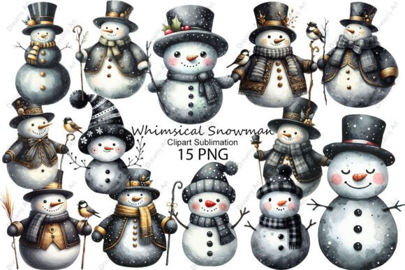 Whimsical Snowman Clipart Sublimation Graphic by Dreamy Art · Creative ...