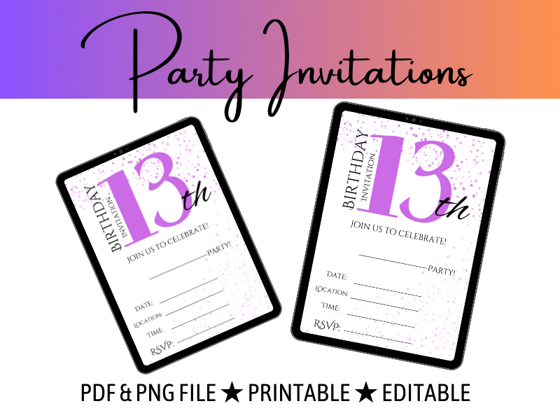 13th Birthday Invitation