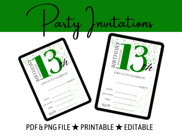 13th Green Birthday Invitation