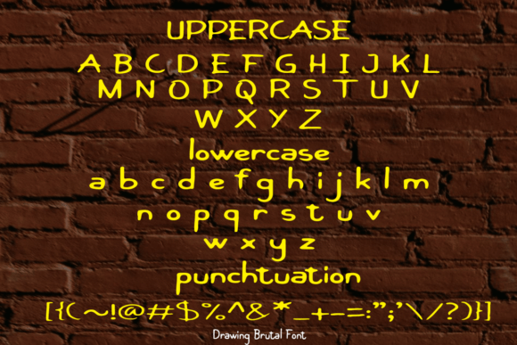 Drawing Brutal Font PNG with transparent background - Preview 6