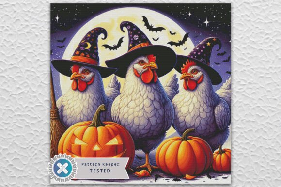 Halloween Chickens Cross Stitch Pattern