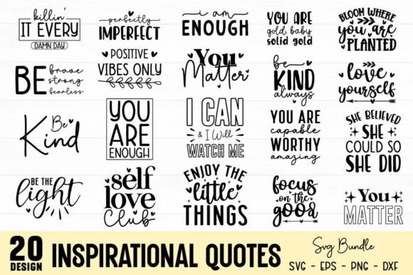 Inspirational Quotes Svg Bundle Graphic by Regulrcrative · Creative Fabrica