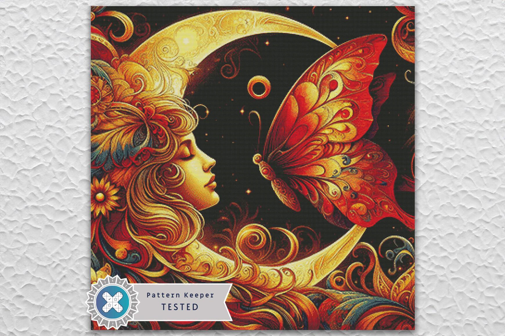Moon Butterfly Cross Stitch Pattern PDF