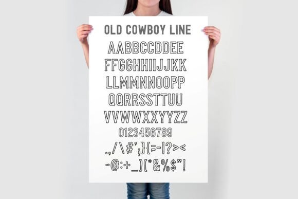 Old Cowboy Line Font PNG with transparent background - Preview 2