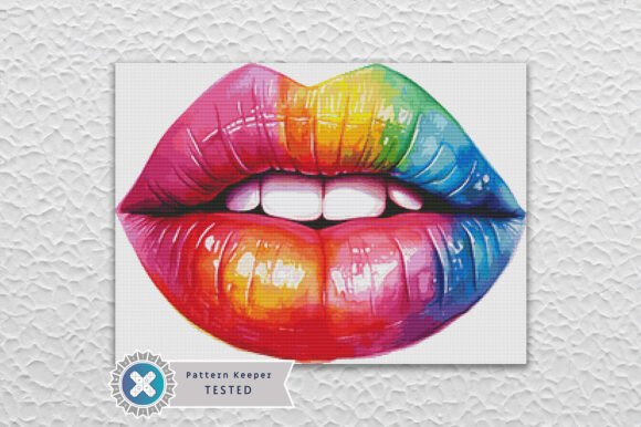 Rainbow Lips Modern Cross Stitch Pattern