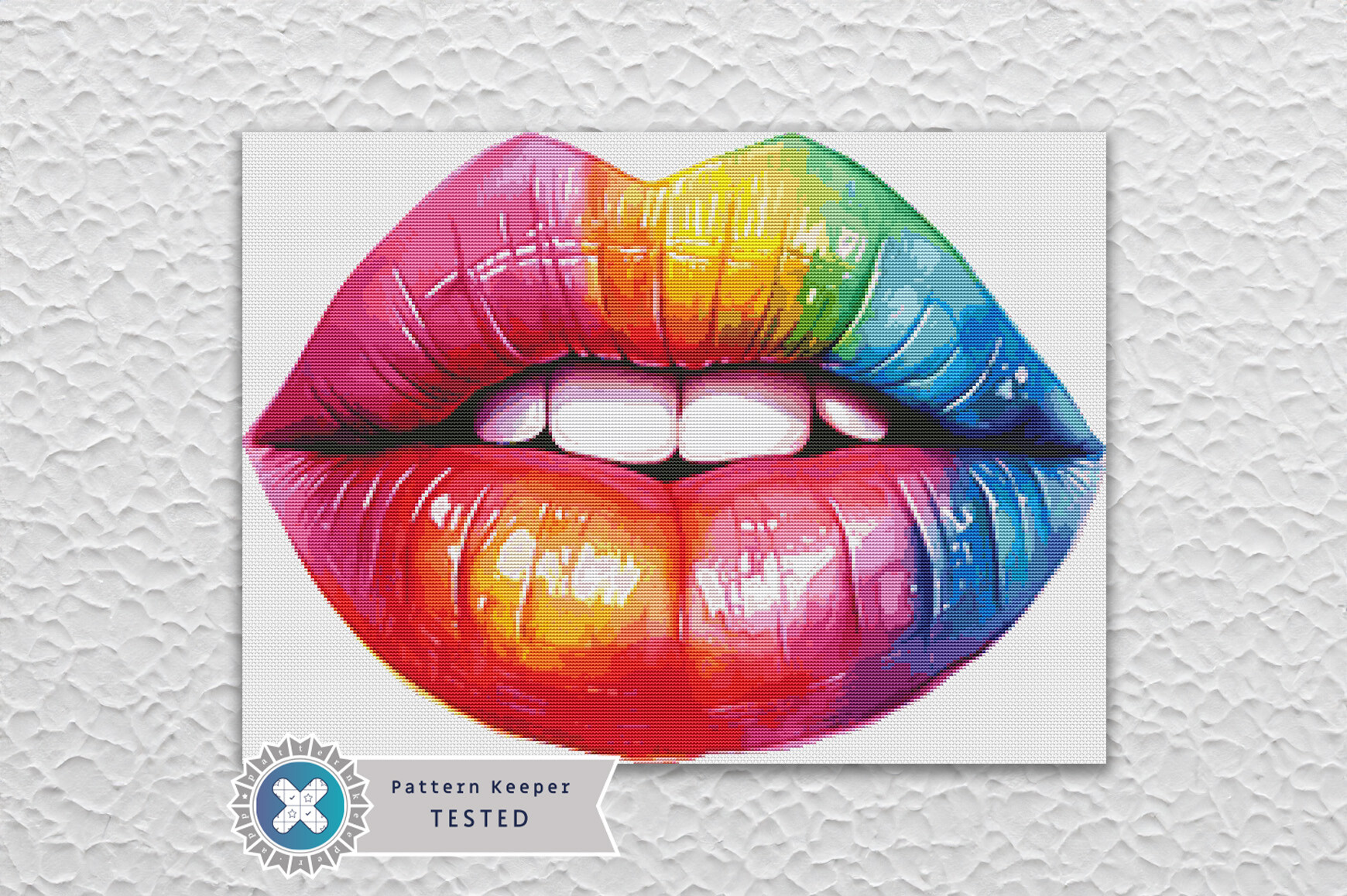 Rainbow Lips Modern Cross Stitch Pattern