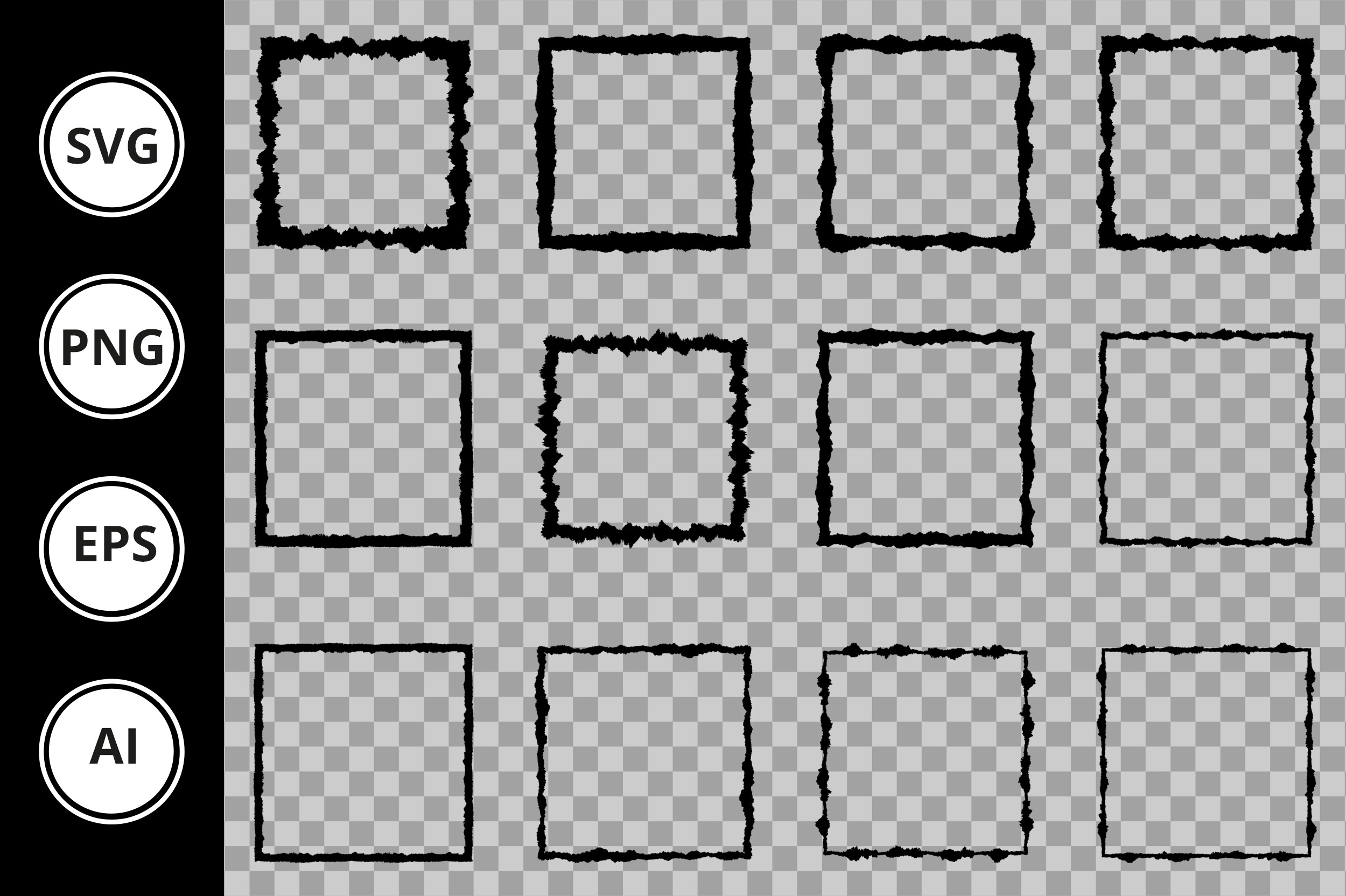 Square Border Ripped Paper Frames Png