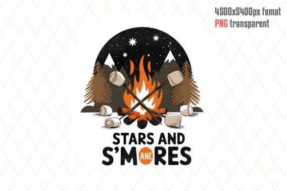 Stars and S’mores Campfire, Camping PNG