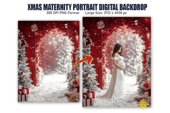 Preview of Xmas Maternity Portrait Digital Backdrop digital backdrop