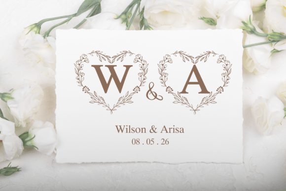 Floral Heart Monogram Font - Preview 5