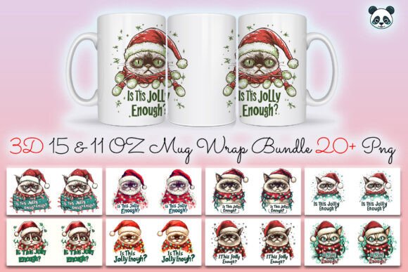 Funny Cat Christmas Mug Wrap Bundle Graphics