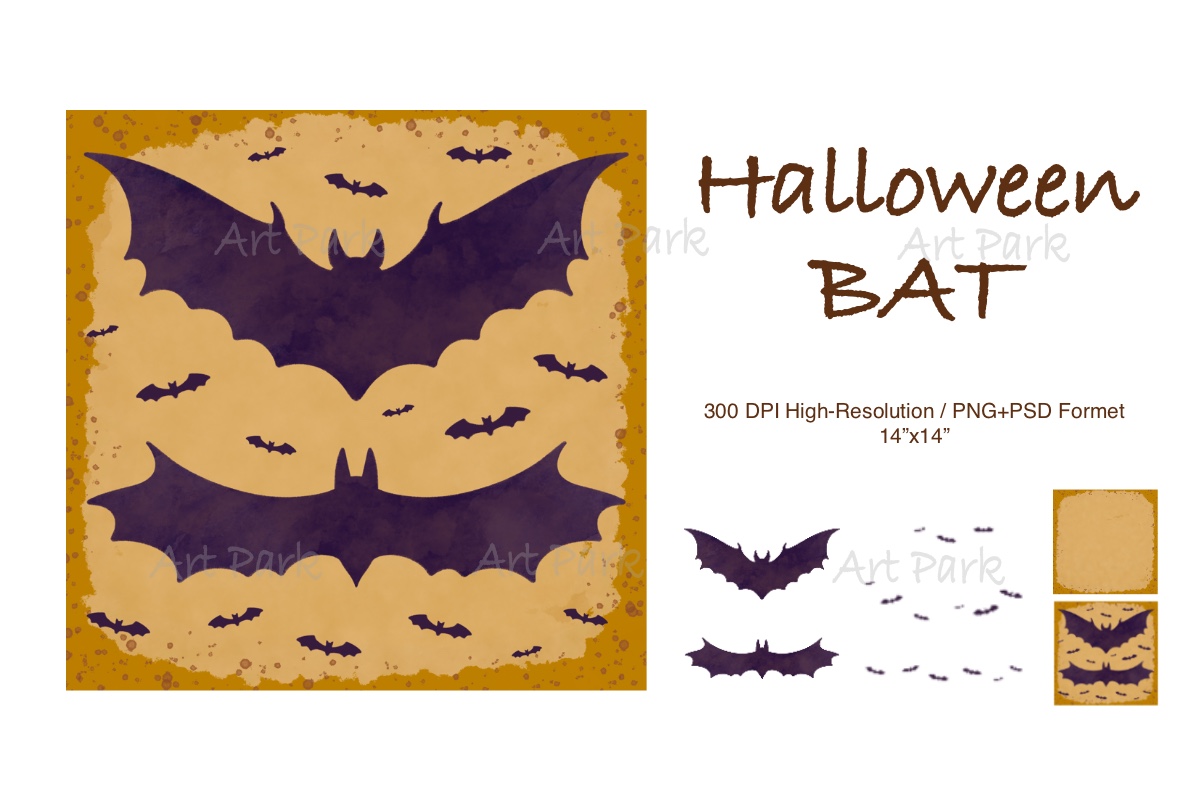Halloween Bat Watercolor PNG PSD Graphic by ColorBloomStudio · Creative ...