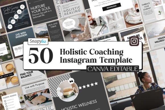 Preview of Holistic Coaching Canva IG Templates social media template