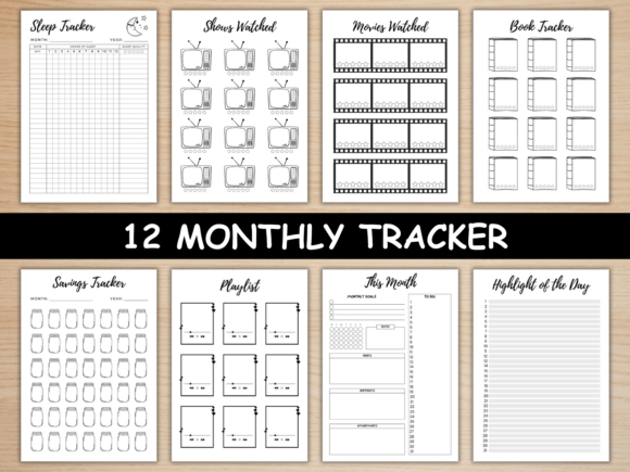Monthly Trackers Bundle, Digital Planner