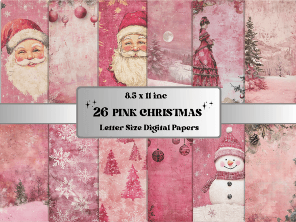 Pink Christmas Ephemera Journal Paper