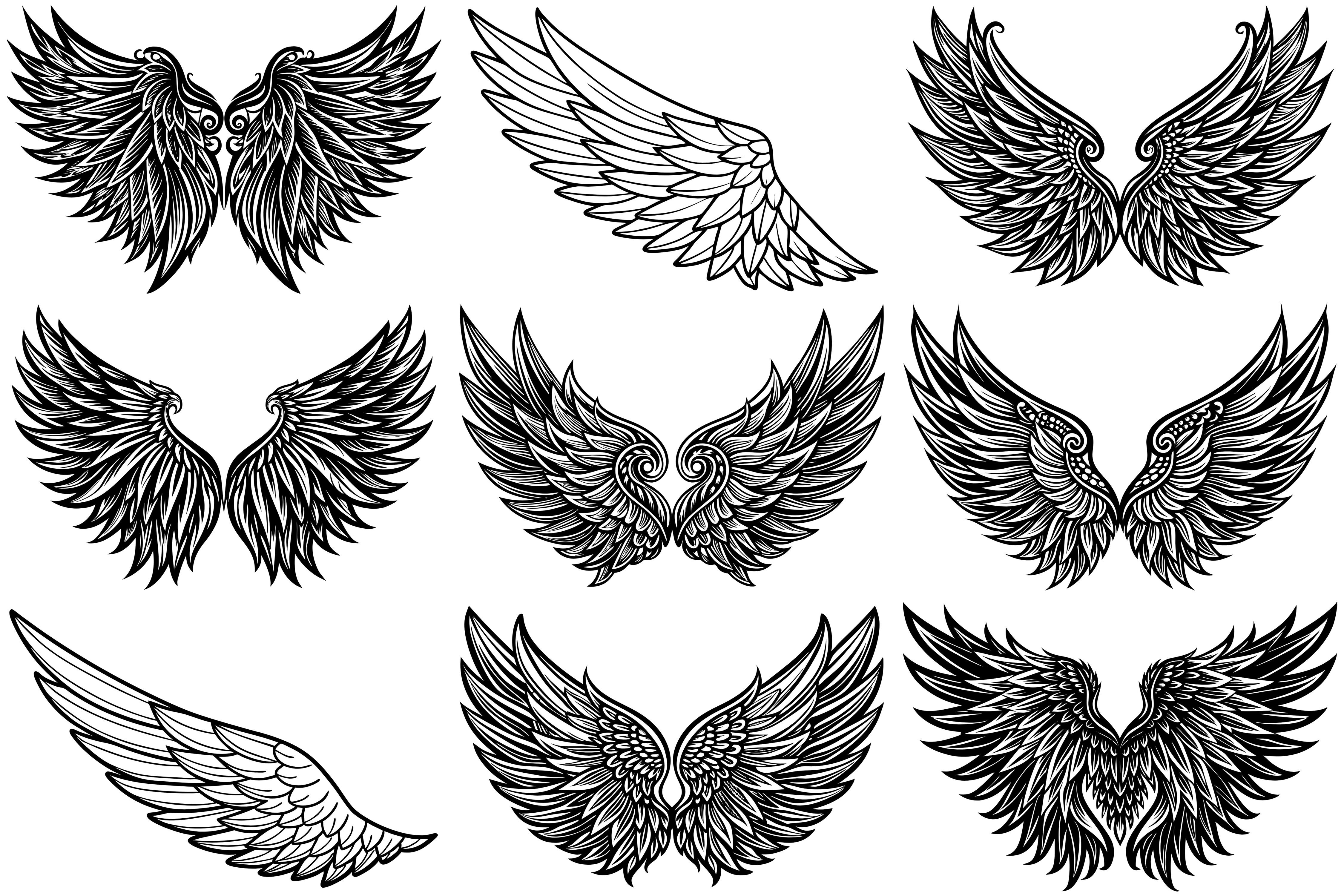 Wings in Tattoo Style Isolated on White Graphic by Design Store ...