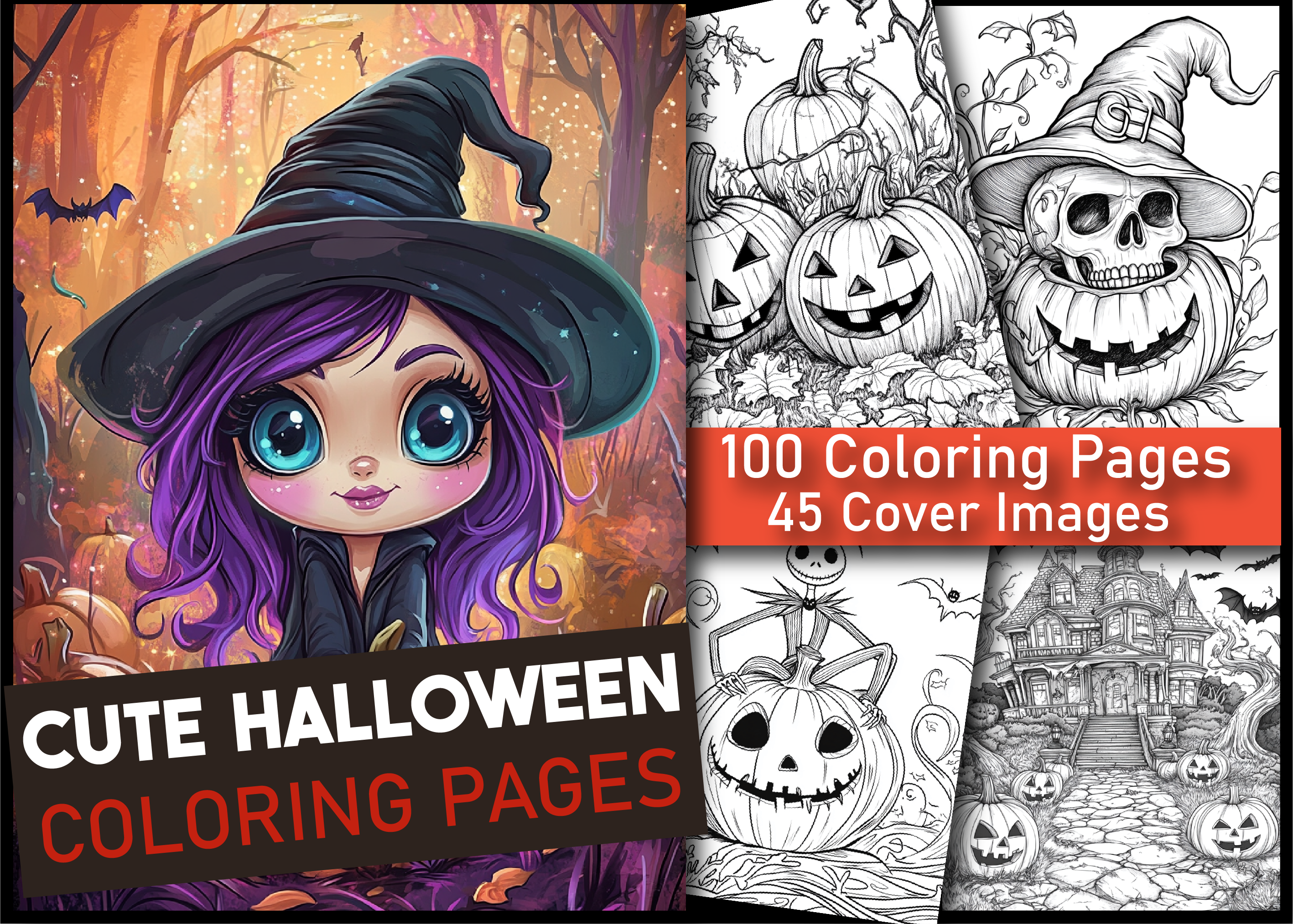 Bold Easy Cute Halloween Coloring Pages