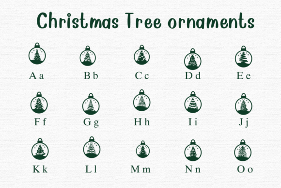 Christmas Tree Ornaments Font PNG with transparent background - Preview 1