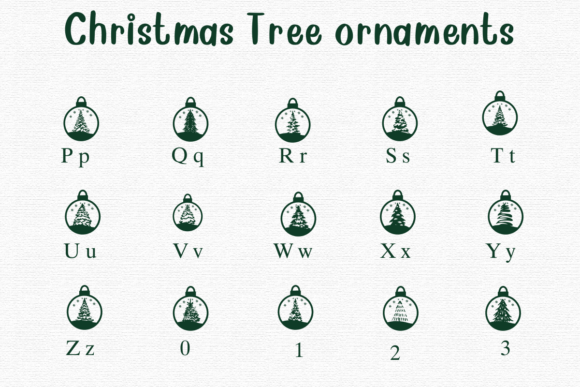 Christmas Tree Ornaments Font PNG with transparent background - Preview 2