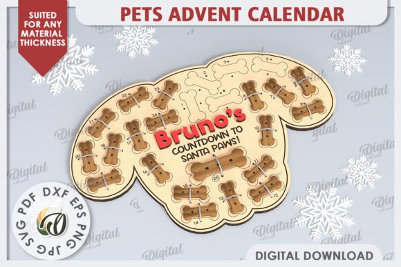 Dog Advent Calendar Laser Cut Design Graphics