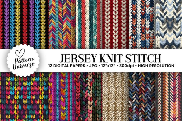 Jersey Knit & Stitch Digital Papers Graphic AI Patterns By Pattern Universe