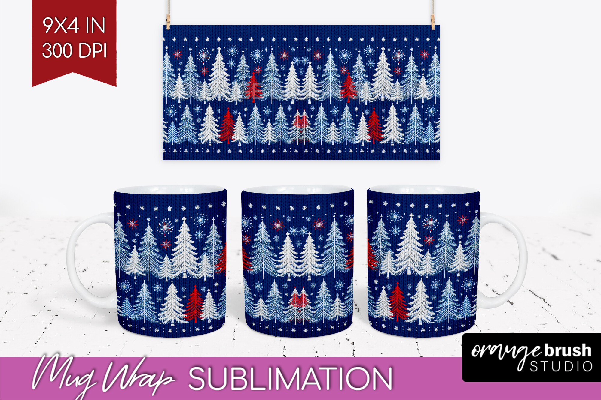 Nordic Christmas Mug Wrap Sublimation Graphic by Orange Brush Studio ...