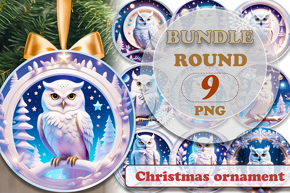 White Owl Christmas Ornament Sublimation Graphic by Fantasy Island ...
