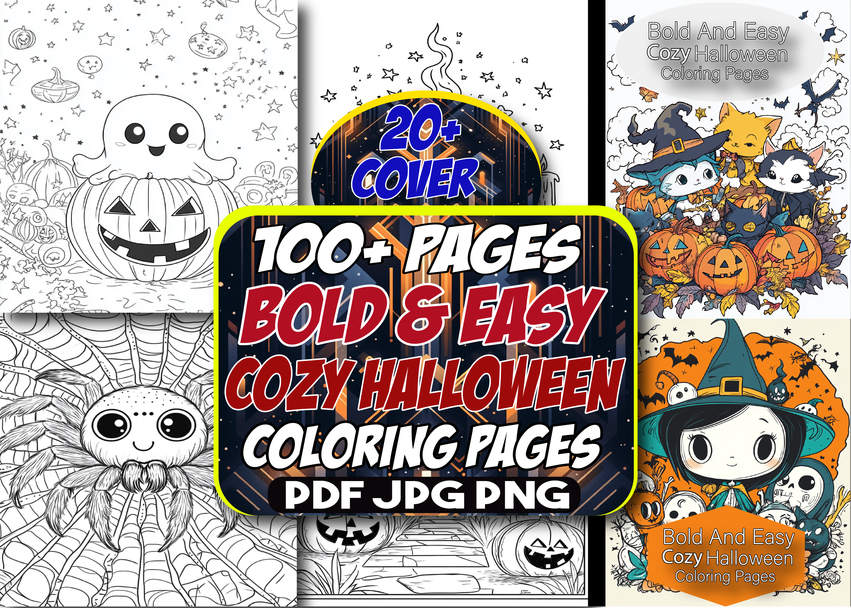 Bold Easy Cozy Halloween Coloring Pages Graphic by Unique · Creative ...
