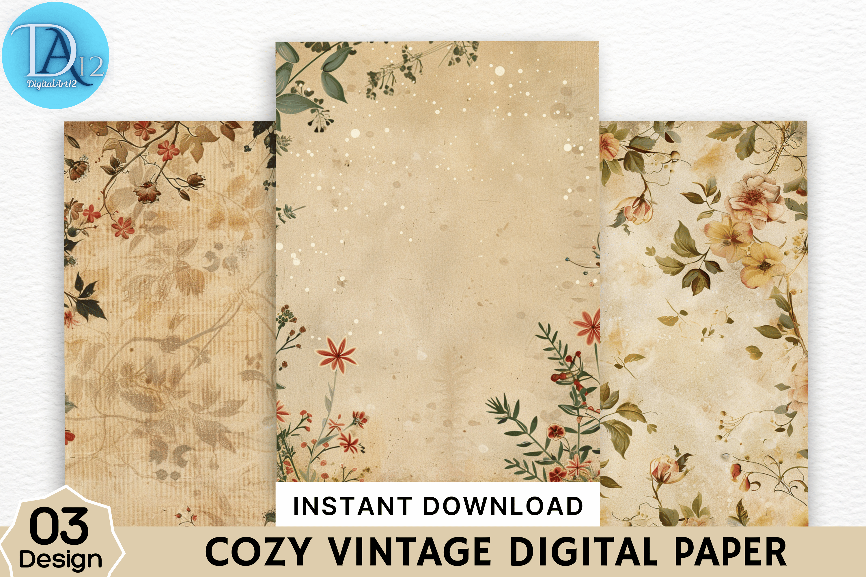 Cozy Vintage Digital Paper Graphic by Digital_Art12 · Creative Fabrica