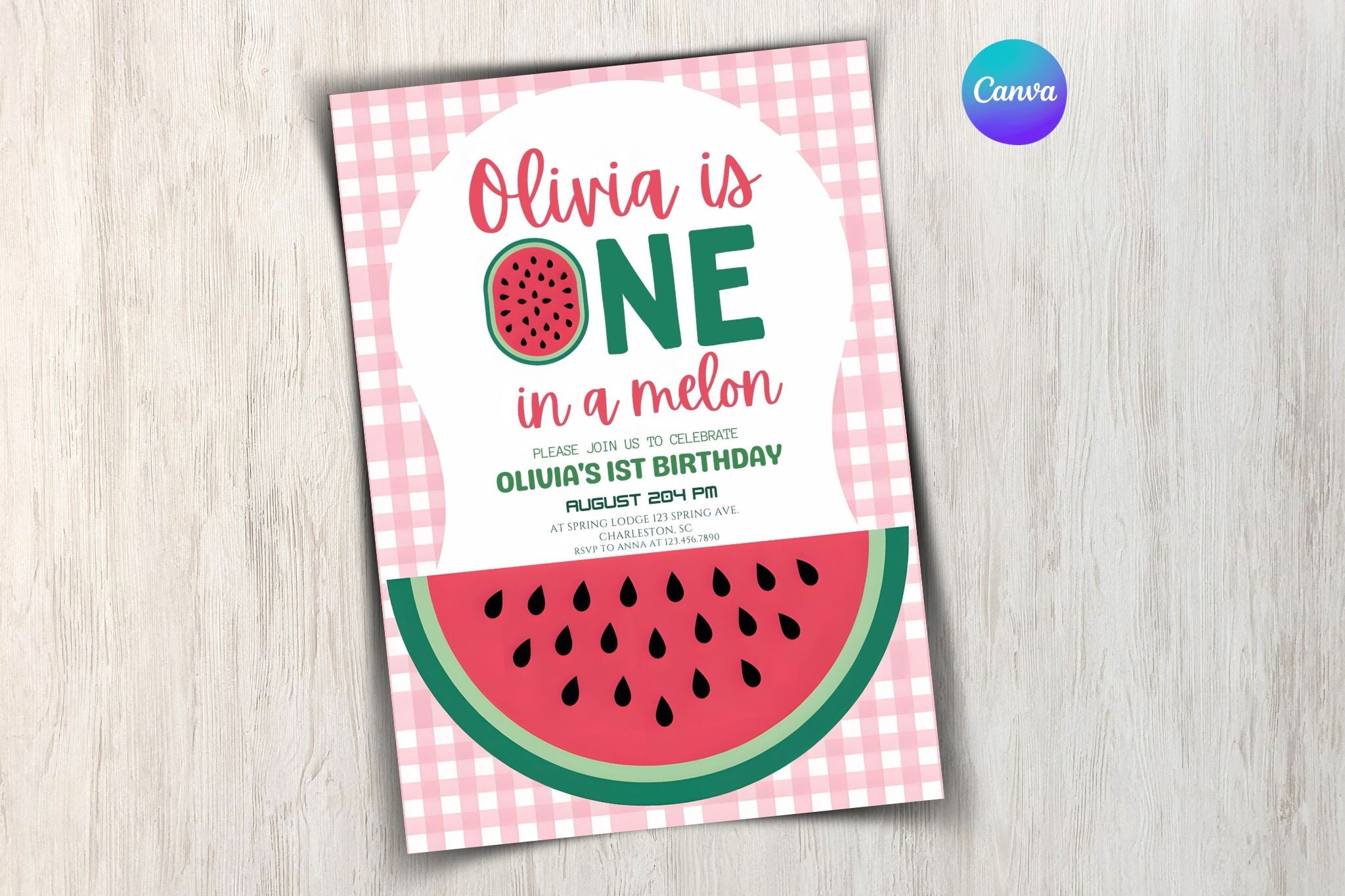 Editable Watermelon Birthday Invite Temp