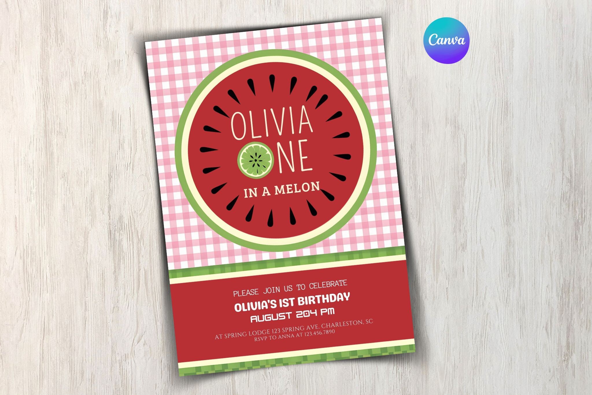 Editable Watermelon Birthday Invite Temp