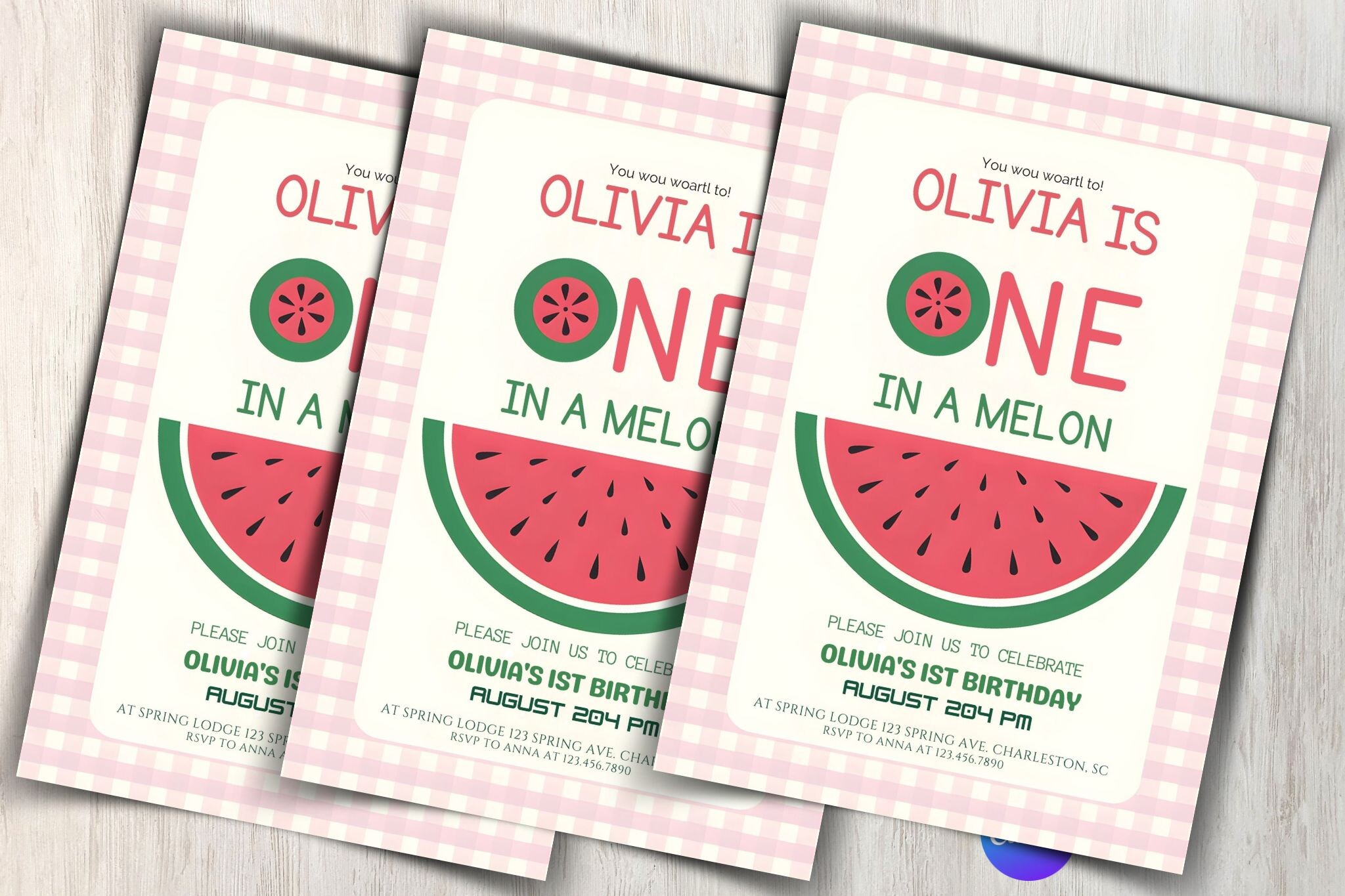Editable Watermelon Birthday Invite Temp
