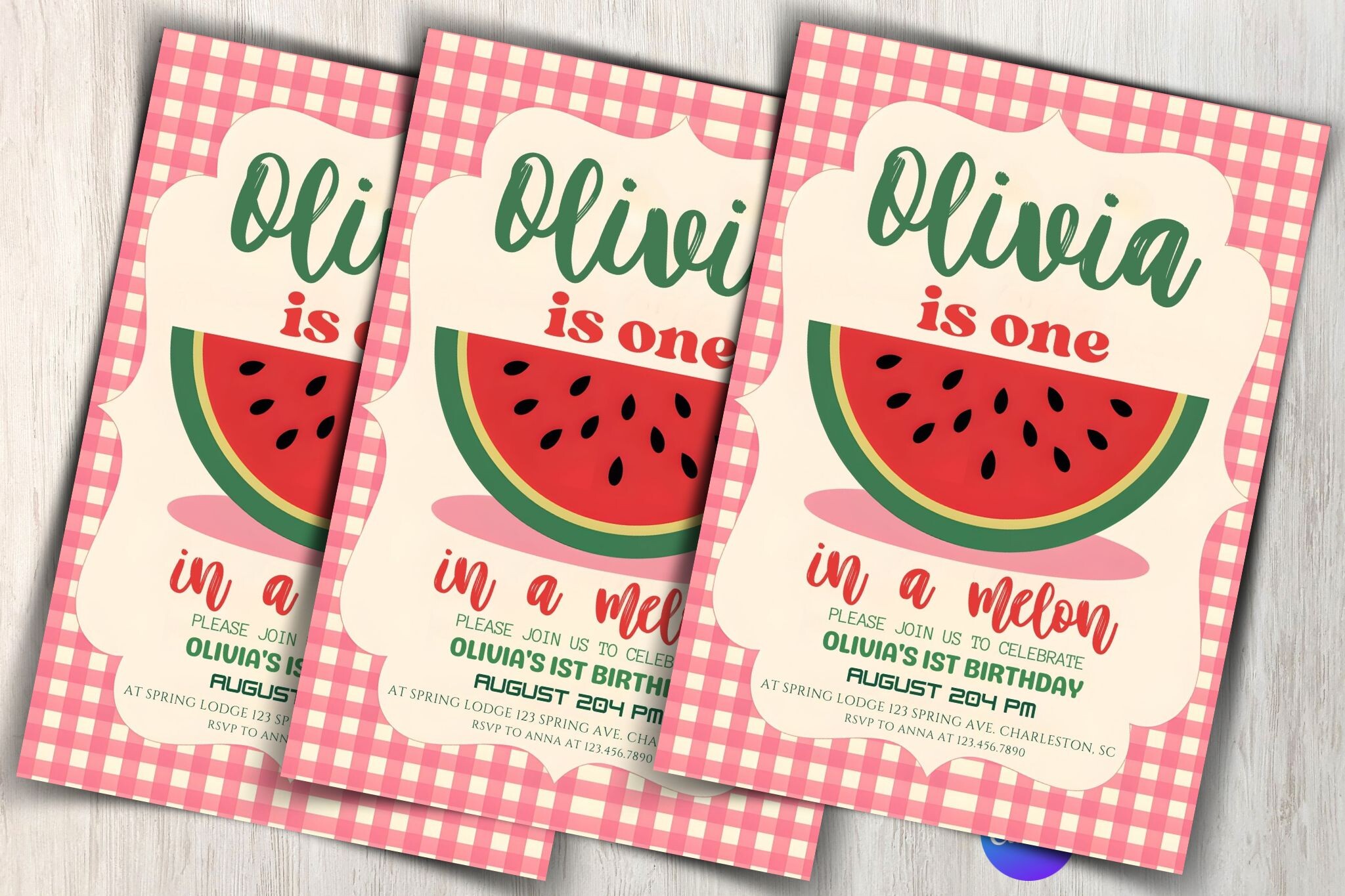 Editable Watermelon Birthday Invite Temp