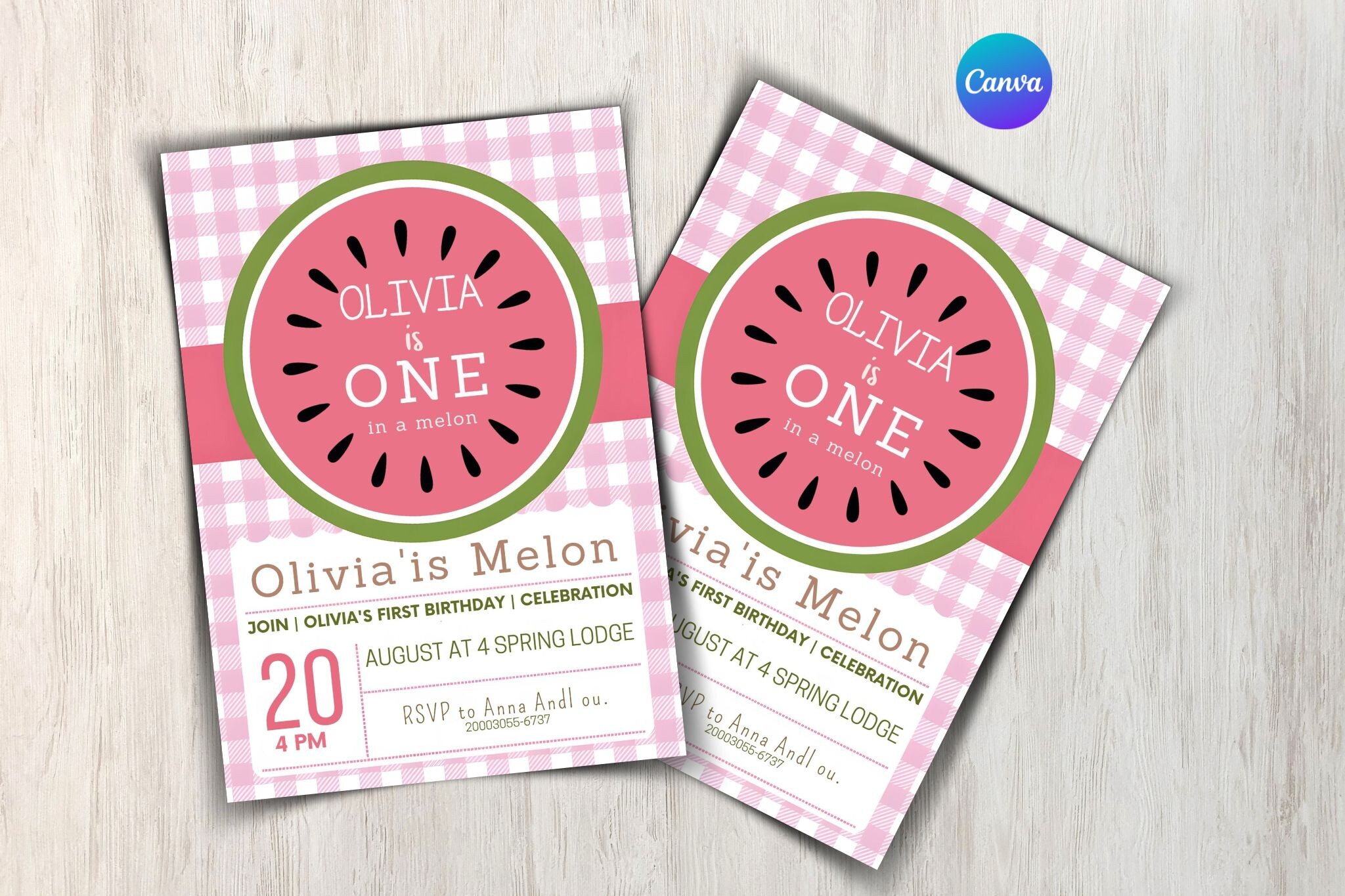 Editable Watermelon Birthday Invite Temp