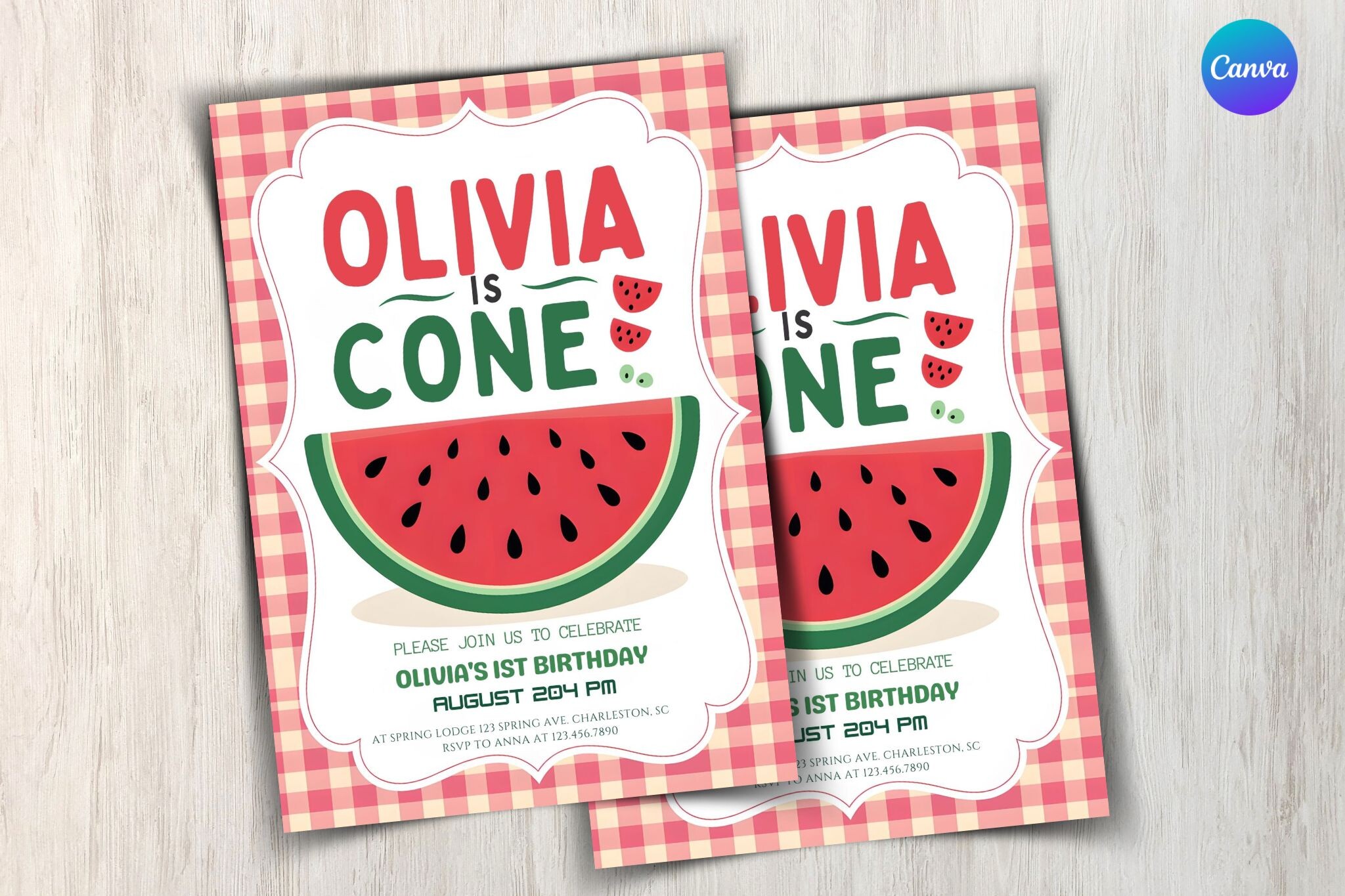Editable Watermelon Birthday Invite Temp