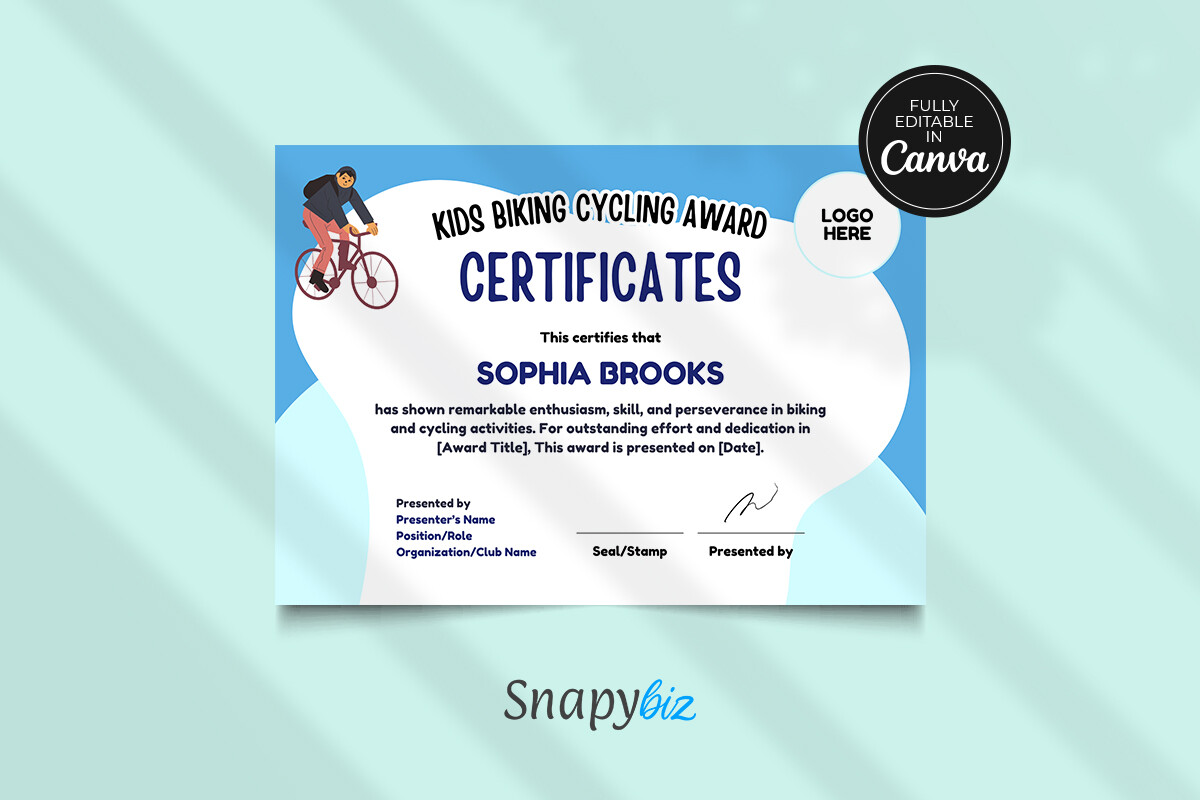 Kids Biking Award Certificate Templates