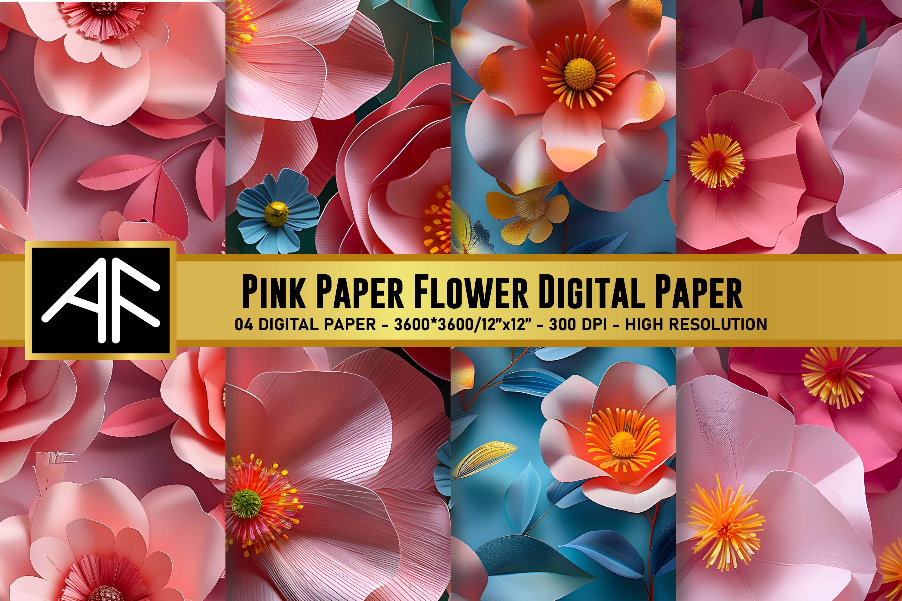 Pink Paper Flower DIgital Paper Pattern Graphic by ART Fanatic ...