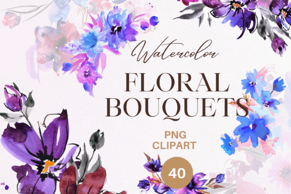 Watercolor Floral Bouquets PNG Clipart Graphic by DoFloro · Creative ...