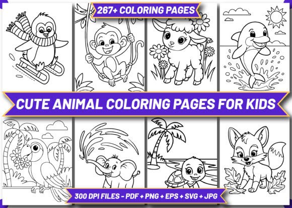 267 Cute Animal Coloring Pages for Kids