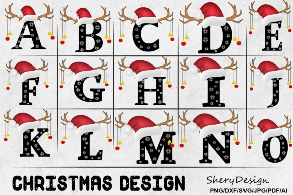 Christmas Alphabet SVG , a-Z Letter
