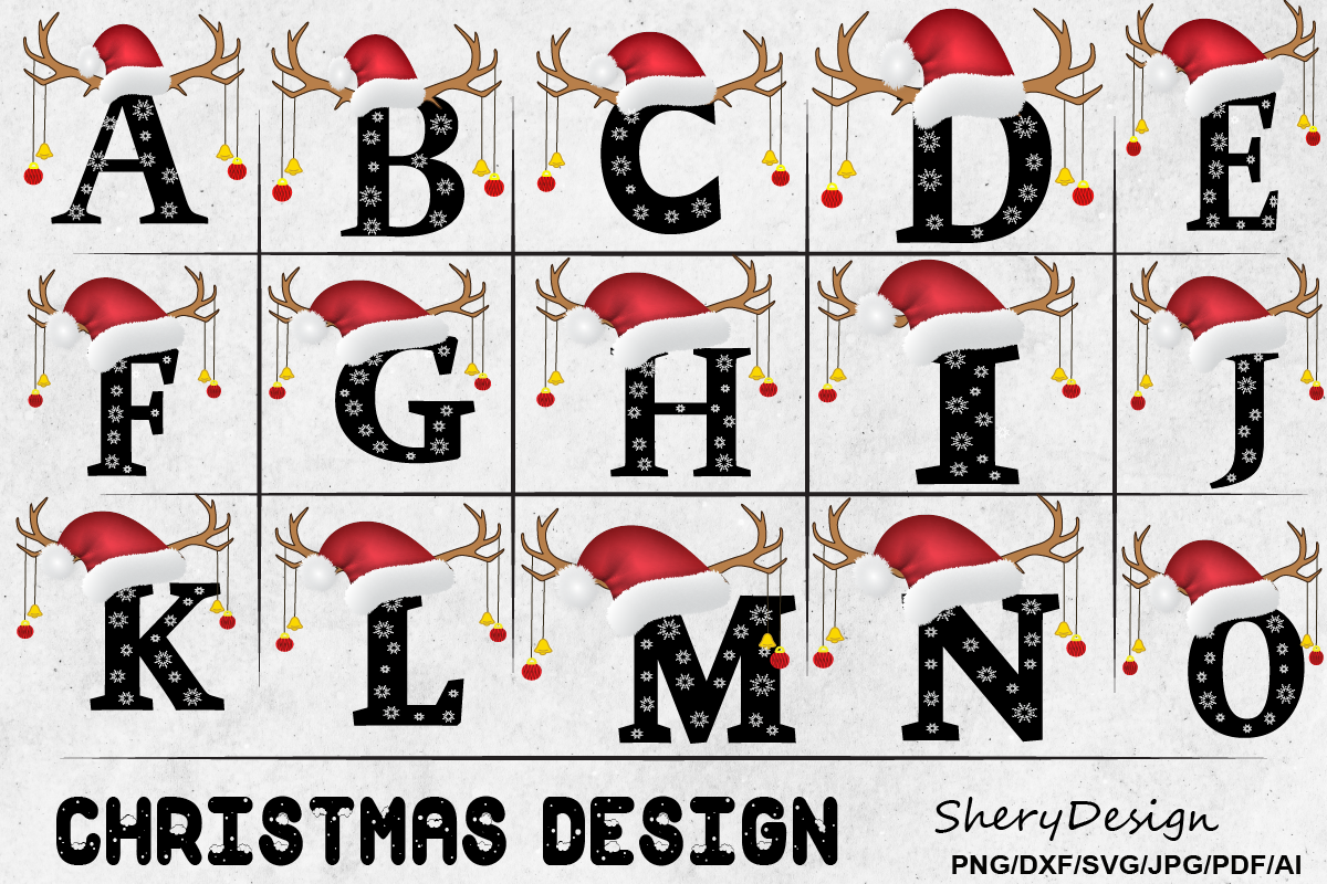 Christmas Alphabet SVG , a-Z Letter