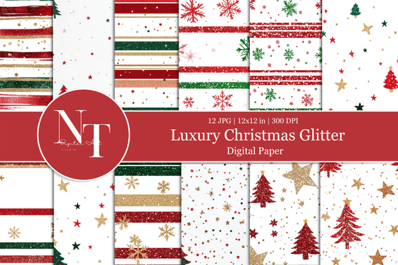 Luxury Christmas Glitter Digital Paper