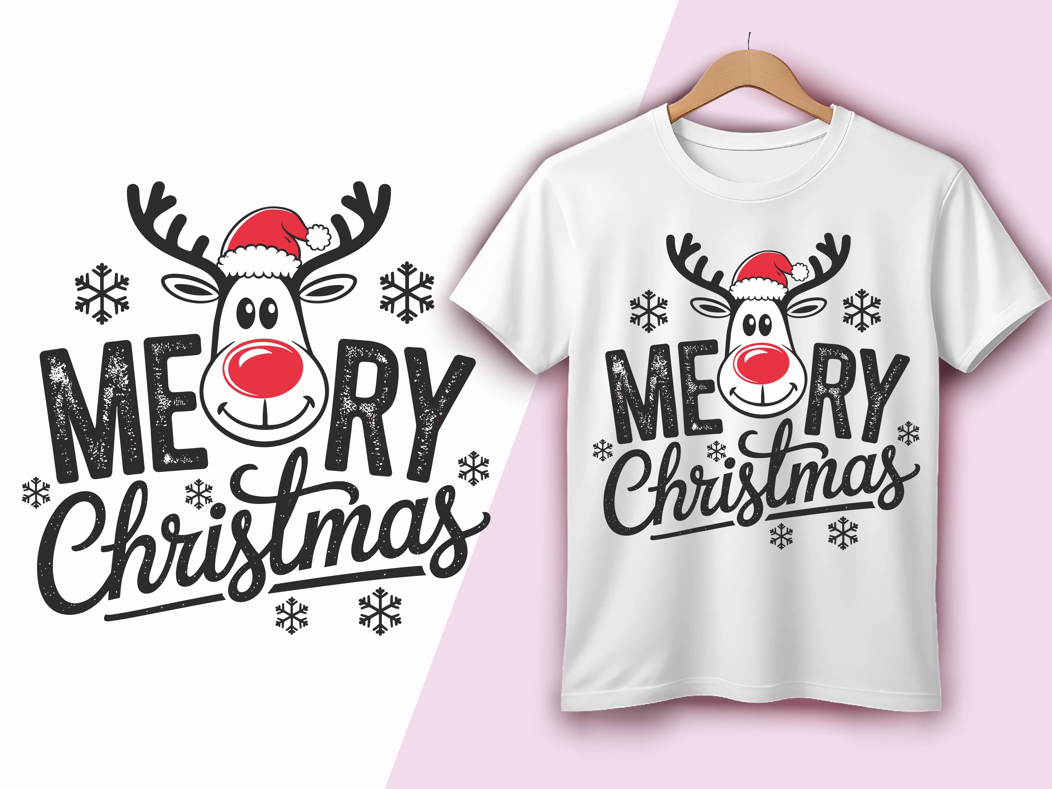 Merry Christmas Reindeer Cute Santa Hat Graphic by Trendy Creative ...