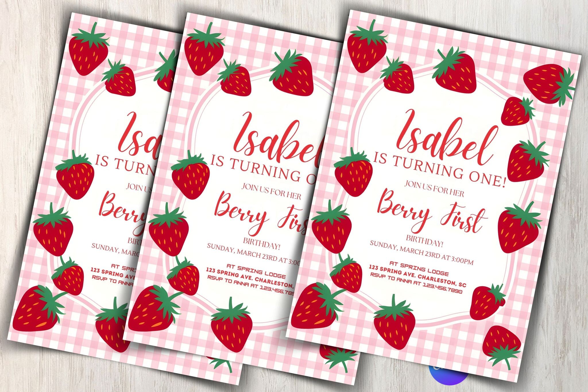 Strawberry Birthday Invitation Template