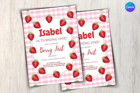 Strawberry Birthday Invitation Template
