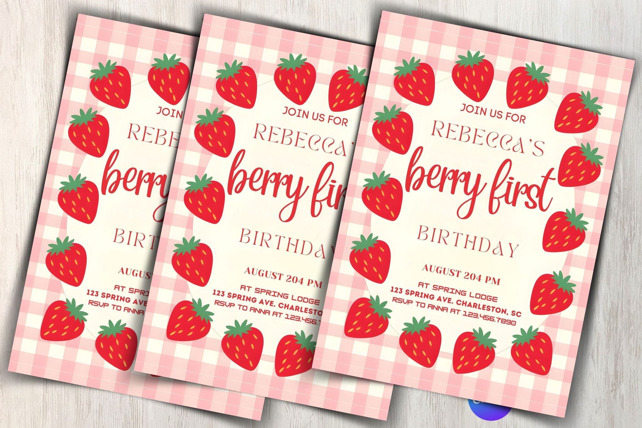 Strawberry Birthday Invitation Template