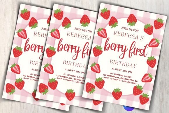 Strawberry Birthday Invitation Template