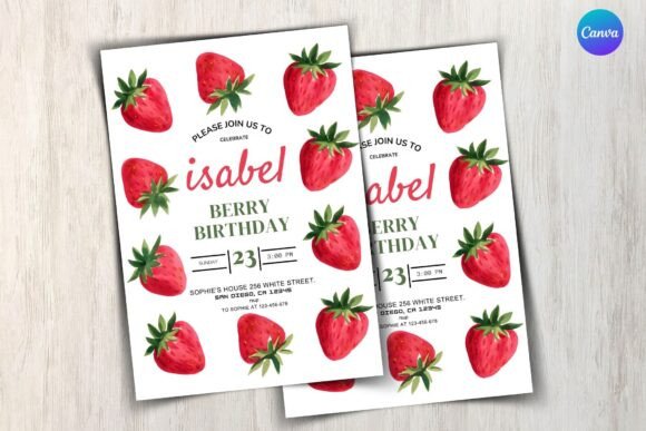 Strawberry Birthday Invitation Template