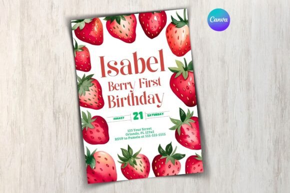 Strawberry Birthday Invitation Template